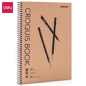 Sổ Vẽ Phác Thảo Deli 40 Trang - Gáy Lò Xo - Khổ Ngang A4/B5 - Giấy Định Lượng 100Gsm / 110Gsm - 7696 / 7697 / 73632