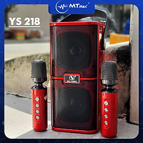 Loa bluetooth karaoke mini YS 218 Kèm 2 Micro thiết kế nhỏ gọn độc đáo âm thanh hay trầm ấm pin trâu bảo hành 12 tháng