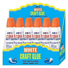 Hộp 12 Keo Sữa Mỹ Thuật White Craft Glue Stick 34l AMOS AWC-D12 (34ml / Chai)