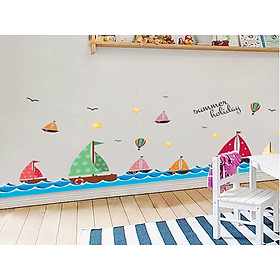 Decal dán tường chân tường thuyền buồm xl7176