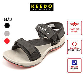 Sandal nam KEEDO KDS03-1 quai chéo màu đen, đỏ, xám - Đen - 39