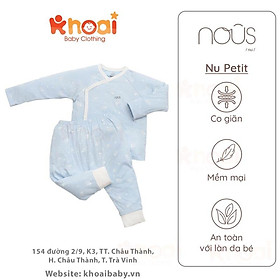 Bộ cài lệch xanh hình cừu và sao Newborn - Chất liệu Nu Petit 95% cotton thiên nhiên