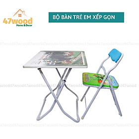 Bộ bàn ghế trẻ em xếp gọn phù hợp bé 3 - 10 tuổi 47wood