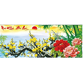 Tranh thêu chữ thập mai khai phú quý -X8088