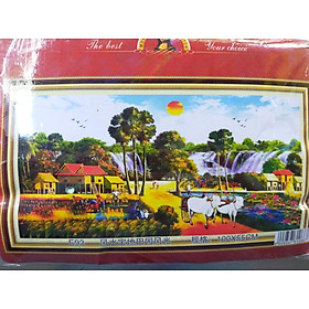 Tranh thêu chữ thập cánh đồng thác nước E93 - 100 x 55 cm - chưa thêu