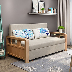Sofa Giường Kéo Đa Năng Tiện Lợi Tay Gỗ Đẹp Mộc Mạc DP-SGK46