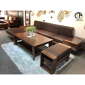 Mua Bộ bàn ghế  sofa văng gỗ sồi chữ L TP-170 màu nâu óc chó