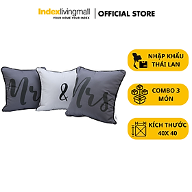 Bộ 3 gối tựa lưng sofa, văn phòng MR&MRS nhiều màu, bằng vải cotton | Index Living Mall - Phân phối độc quyền tại Việt Nam