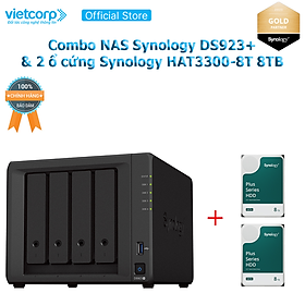 Mua Combo Thiết bị lưu trữ NAS Synology DS923+ và 2 Ổ cứng Synoly HAT3300-8T  Hàng Chính Hãng