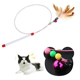 Đồ chơi cho mèo nhiều màu sắc- đồ chơi cần câu mèo vờn bằng dây thép