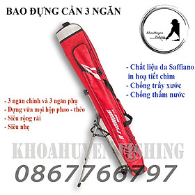 Bao đựng cần câu cá 3 ngăn, Túi đựng cần câu cá da hiệu n-fishing cao cấp - KhoaHuyen Fishing