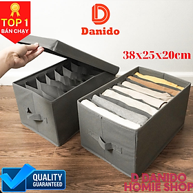 Combo 2 hộp đựng đồ 7 ngăn HQ2 cao cấp, Bộ 2 hộp vải đa năng đựng quần áo chất kiệu cao cấp phong cách Nhật Bản sang trọng - Hàng chính hãng D Danido