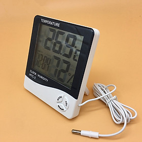 Mua Đồng hồ để bàn hiển thị thời gian  đo nhiệt độ  độ ẩm trong phòng  sử dụng rộng rãi HTC2 ( Tặng kèm móc khóa tô vít 3in1 )