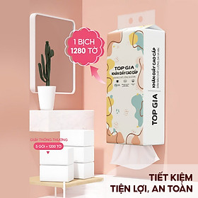 Mua Giấy vệ sinh treo tường TopGia đa sắc  bột gỗ nguyên chất  1280 tờ 4 lớp thùng 4 bịch