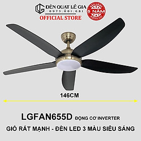 Mua Quạt Trần Đèn Trang Trí LÊ GIA LGFAN655T - Chiều Cao 37cm - Sải Cánh 146cm - Bảo Hành 5 Năm