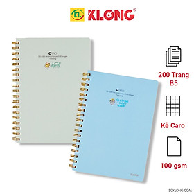 Sổ lò xo kép / Vở lò xo Klong Caro B5 bìa nhựa - 80 / 120 / 200 trang
