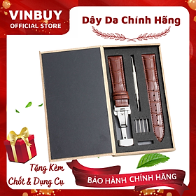 Hình ảnh [Da Thật] Dây Đồng Hồ Da Bò Khóa Bướm Chống Gẫy Dây Kèm Hộp Đựng Bằng Gỗ Và Dụng Cụ Thay Dây (Size 18mm, 20mm, 22mm, 24mm) – Chính Hãng VinBuy 