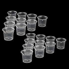 20 Pieces Lab 25ml Plastic Graduated Measuring Beaker Liquid Cup Container
