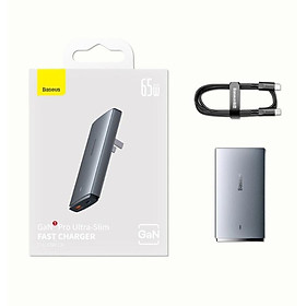 Mua Củ sạc nhanh Baseus GaN5 Pro Ultra-Slim Fast Charger C+U 65W (Kèm cáp TypeC to Type C 1m) CCGP1500130 hàng chính hãng