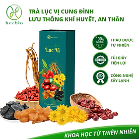 Trà Thảo Mộc Dưỡng Nhan Lục Vị Herbio Cao Cấp -  Giúp lưu thông khí huyết, dưỡng nhan, an thần, ngủ ngon (12 gói x 9gram)