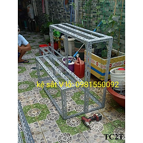 Mua Kệ sắt V lỗ Bậc thang 2 Tầng ( NHIỀU ĐỘ CAO KÍCH THƯỚC LỰA CHỌN) kKHUNG SẮT V3x3CM