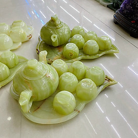 Mua Bộ ấm trà với dĩa kiểu chếc lá trầu đá ngọc Onyx