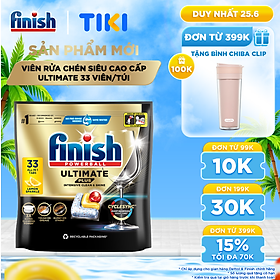 [Mới] Viên rửa chén bát hương chanh Finish Ultimate Plus All in one túi 33 viên - dòng siêu cao cấp
