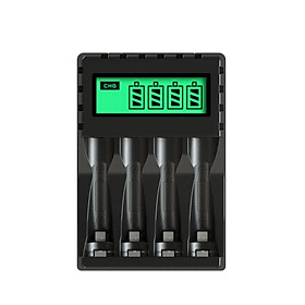 Bộ Sạc Pin PUJIMAX Có Màn Hình LCD 4 Khe Sạc Nhanh Thông Minh Chất Lượng Cao Cho Pin Sạc 1.2V AA/AAA NiCd NiMh Màu sắc: Đen