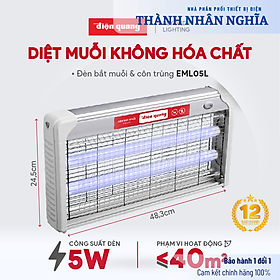 Mua Đèn bắt muỗi Điện Quang ĐQ EML05L (485x65x250mm) - Công suất 5w  Phạm vi sử dụng 40m2