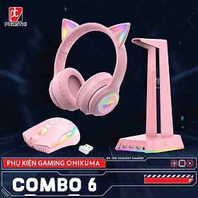 Mua Combo Onikuma Gaming 6 (Tai nghe Không Dây B90 Pink + Chuột CW905 wireless 2.4G Pink + Giá Đỡ ST-2 Pink) - Hàng Chính Hãng