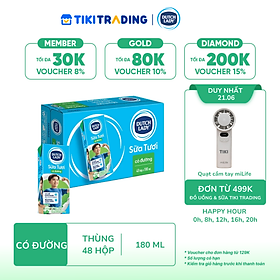 Thùng 48 Hộp Sữa Tươi Tiệt Trùng Dutch Lady Cô Gái Hà Lan Có Đường (48X180ml)