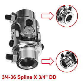 Chrome Silver 3/4-36 Spline X 3/4" DD Chrome Steering U Joint Coupler For Mustang II Power Rack SI-AT45015