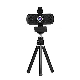1080P HD Wide-angle Webcam Video Conference Camera USB Plug & Play with Lens Cap & Tripod for Laptop Desktop TV Box