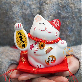 Mua Mèo Thần Tài May Mắn Cao 11cm Có Kèm Mệm Lót Để Bàn