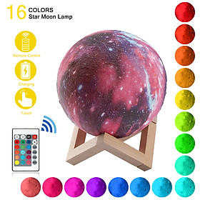 3D Print Star Moon Lamp Colorful Change Home Decor Creative Gift USB Rechargeable LED Night Light Decor Lamp