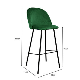Ghế quầy bar có lưng tựa nệm vải nhung Ghế bar chân sắt cố định cao 75 cm Velvet Bar Stools CB CURVE-F CAPTA
