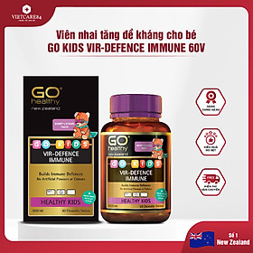 Viên nhai tăng sức đề kháng cho bé nhập khẩu chính hãng New Zealand GO KIDS VIR-DEFENCE IMMUNE  (60 viên) hỗ trợ tăng cường sức khỏe, tăng sức đề kháng; giảm tình trạng mệt mỏi hay ốm vặt ở trẻ em