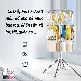 Cây phơi quần áo thông minh,khung ống thép composite siêu bền chắc chắn, tiết kiệm diện tích, xoay 360 độ