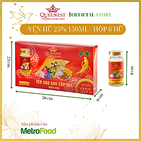 Yến sào chưng sẵn Queennest 25% - vị Nhân Sâm - hũ 150ml - Hộp 6 hũ x 150ml - Hàng Chính Hãng
