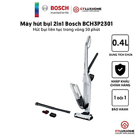 Hình ảnh Máy hút bụi cầm tay Bosch serie 4 2in1 BCH3P2301 màu trắng 0.4L - Hàng chính hãng