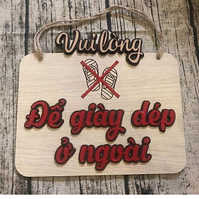 Mua Bảng gỗ decor bảng gỗ trang trí hình đôi dép Để giày dép ở ngoài tặng kèm móc dán