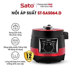 Hình ảnh Nồi áp suất đa năng SATO 5AS064.D 5.0L - Nồi áp suất đa chức năng : nấu cơm, nấu cháo, hầm gân, ninh, súp, hấp, giữ ấm ... Dung tích : 5.0 lít phù hợp gia đình 4 - 6 người - Miễn phí vận chuyển toàn quốc - Hàng chính hãng