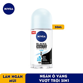 Hình ảnh Lăn Ngăn Mùi NIVEA Black & White Ngăn Vệt Ố Vàng Vượt Trội 5in1 (50ml) - 82234