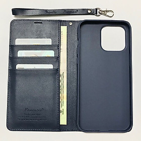 Bao da cho iPhone 15 Pro Max hiệu HanMan Skin Wallet Card Holder Chống sốc - Hàng nhập khẩu