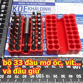 Mua bộ 33 đầu mở ốc  vít + đầu gắn  giữ  có nam châm siêu mạnh kde5362