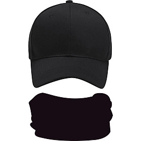 Bộ Mũ Lưỡi Trai Và Khăn Phượt Đen Trơn