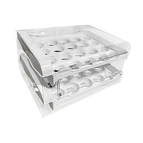 2 Layer Egg Holder Egg Storage Container Reusable Space Saving Durable Egg Fresh Storage Box Egg Tray for Cupboard Countertop Refrigerator