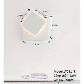 Đèn tường led vuông xoay 360 độ, đèn trang trí DT