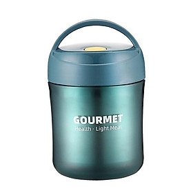 Bình ủ cháo cho bé GOURMET inox, 2 lớp, dung tích 500ml kèm muỗng, Hộp đựng thức ăn đựng cơm văn phòng tiện lợi