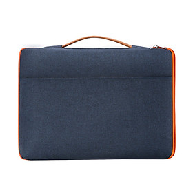 Túi chống sốc Macbook, Laptop viền màu, ngăn phụ ngang kèm quai xách bằng da